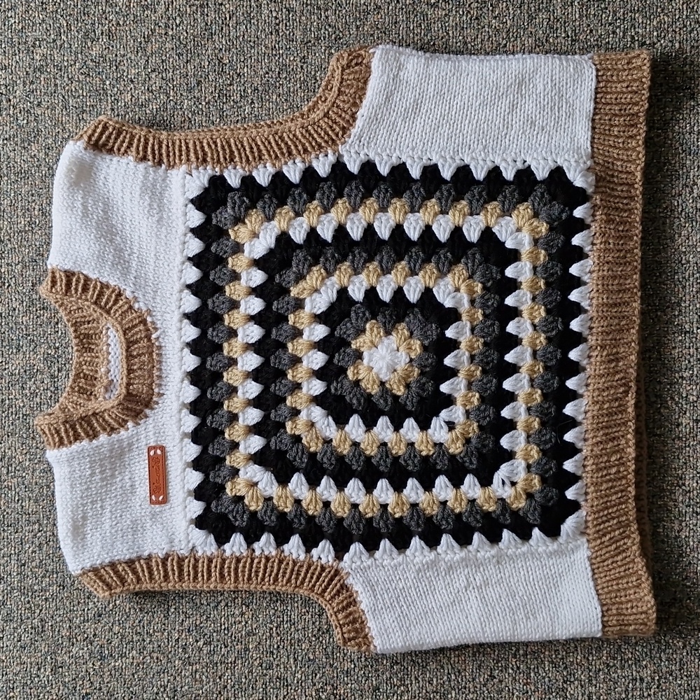 Another one of a kind crochet and Knit by me Granny Square Vest